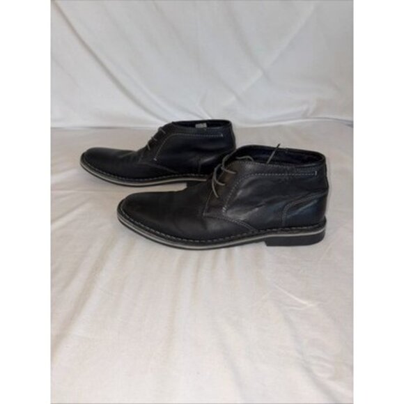 Steve Madden Mens 9.5 Chukka Ankle Boot Black Leather Harken017 - Picture 4 of 8